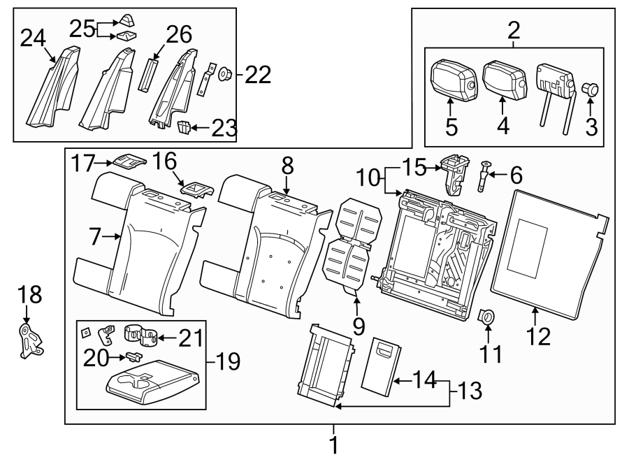 Diagram SEATS & TRACKS. REAR SEAT COMPONENTS. for your 2013 Cadillac ATS   