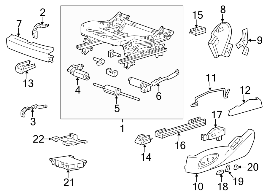 Seats & tracks. Tracks & components. Diagram