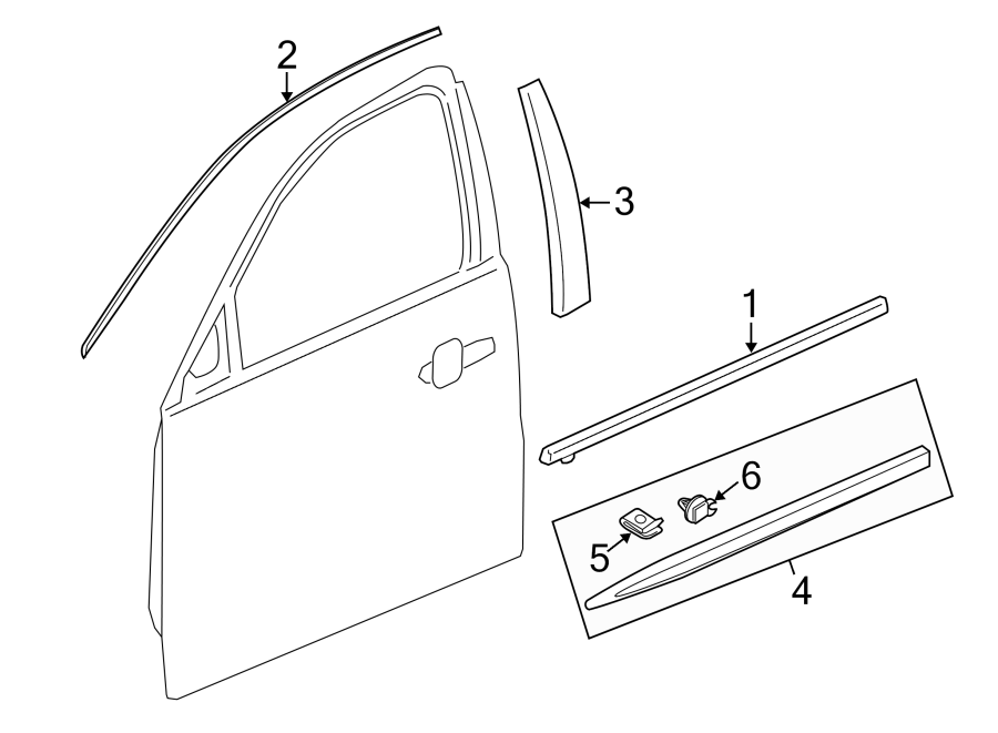 2FRONT DOOR. EXTERIOR TRIM.https://images.simplepart.com/images/parts/motor/fullsize/BX13465.png