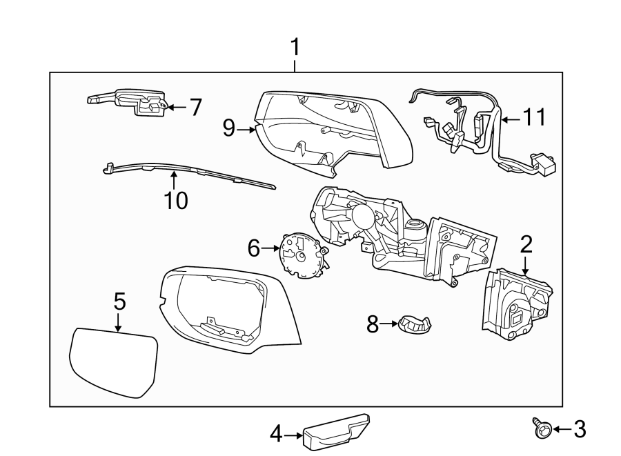 Diagram FRONT DOOR. OUTSIDE MIRRORS. for your 2025 Cadillac XT4   