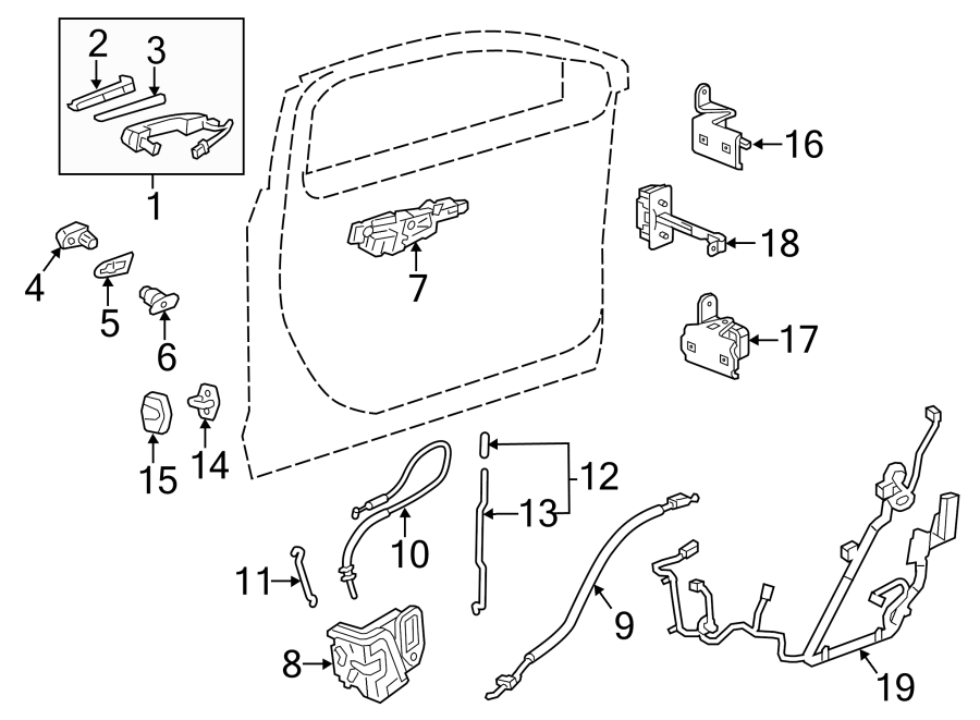 Diagram FRONT DOOR. LOCK & HARDWARE. for your 2025 Cadillac XT4   