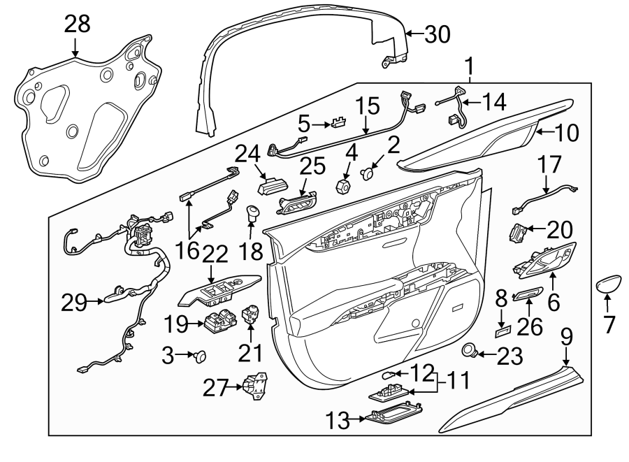 Diagram FRONT DOOR. INTERIOR TRIM. for your 2002 Buick Century   