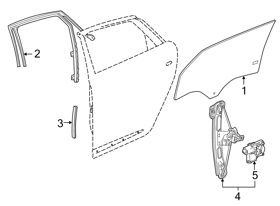 Diagram REAR DOOR. GLASS & HARDWARE. for your 2006 Pontiac Grand Prix   