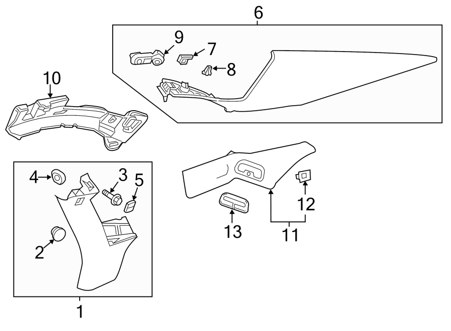 Diagram QUARTER PANEL. INTERIOR TRIM. for your 2018 Chevrolet Traverse    