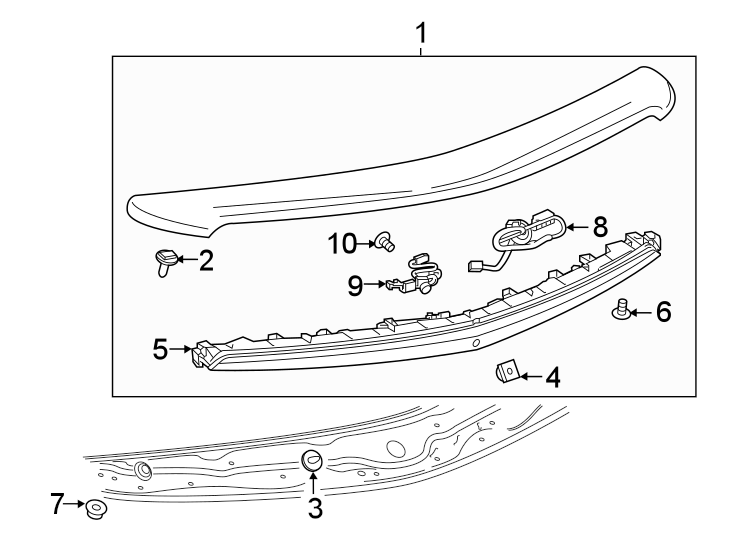 Diagram TRUNK LID. SPOILER. for your 2017 Chevrolet Spark  LT Hatchback 