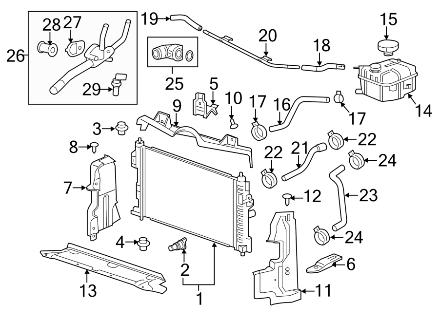 Diagram RADIATOR & COMPONENTS. for your 2018 Chevrolet Equinox LS Sport Utility  