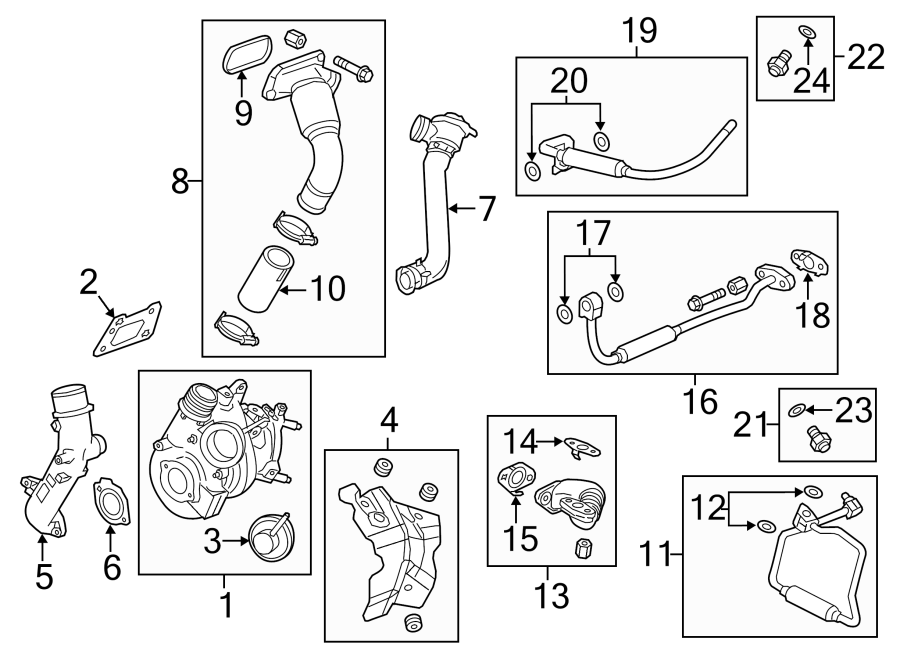 Diagram ENGINE / TRANSAXLE. TURBOCHARGER & COMPONENTS. for your 2004 Buick Century   