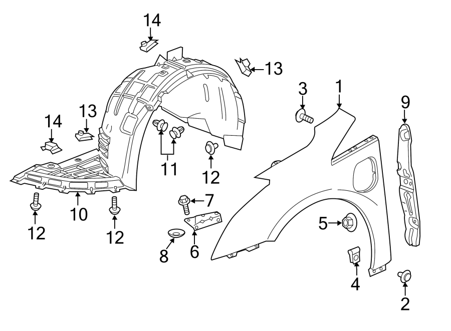 Diagram FENDER & COMPONENTS. for your 2024 Chevrolet Suburban  Z71 Sport Utility  