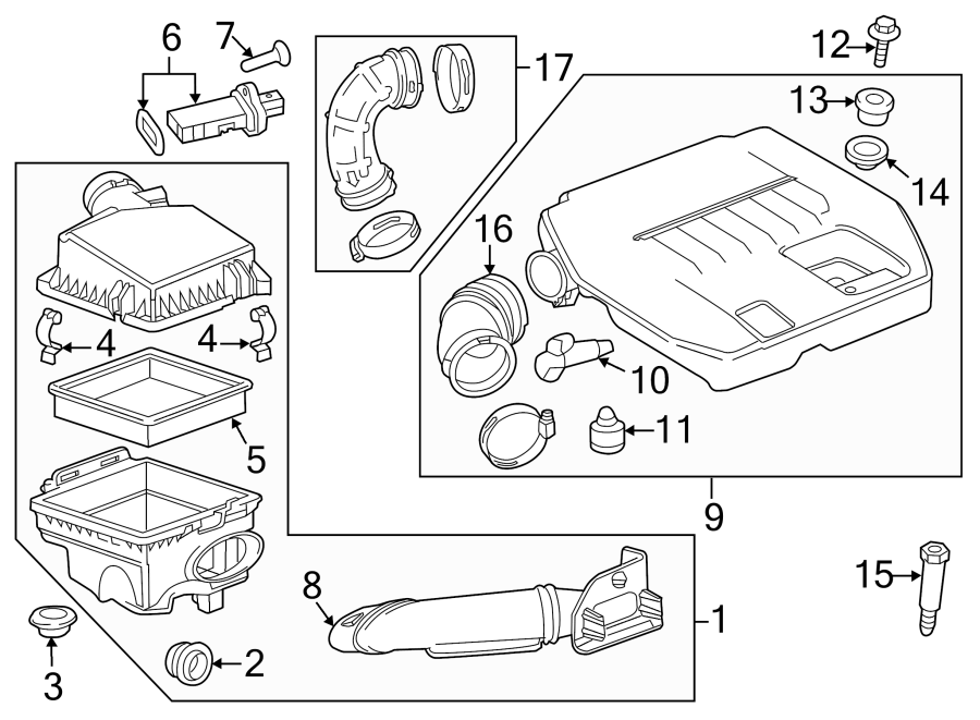 Diagram ENGINE / TRANSAXLE. AIR INTAKE. for your 2016 Cadillac ELR   