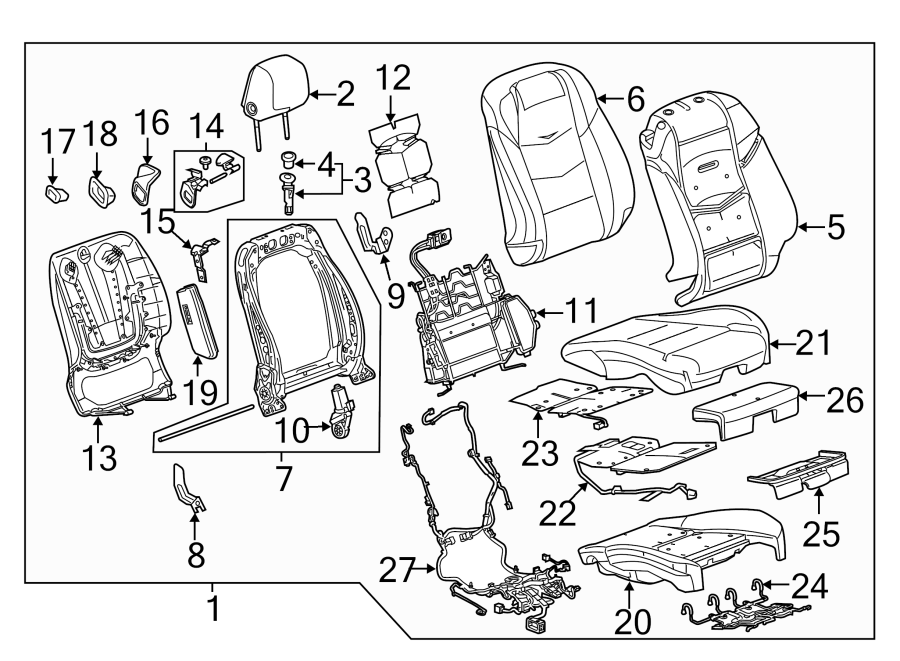 SEATS & TRACKS. PASSENGER SEAT COMPONENTS. Diagram