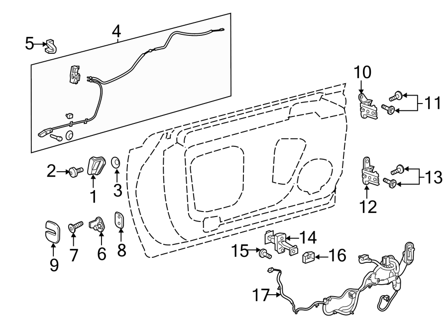 Diagram LOCK & HARDWARE. for your 2016 Chevrolet Cruze Limited LS Sedan 1.8L Ecotec FLEX A/T 