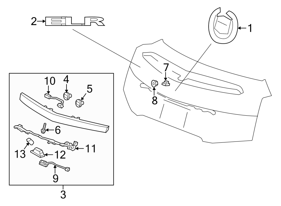 Diagram TRUNK LID. EXTERIOR TRIM. for your 2016 Chevrolet Spark  LT Hatchback 