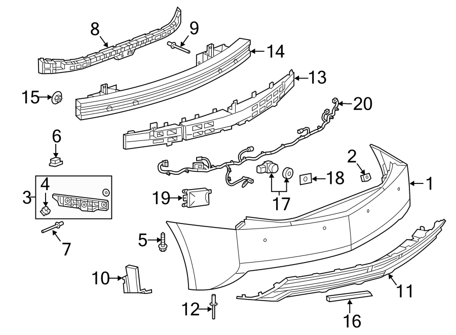 Diagram REAR BUMPER. BUMPER & COMPONENTS. for your 2018 Chevrolet Spark 1.4L Ecotec M/T LS Hatchback 