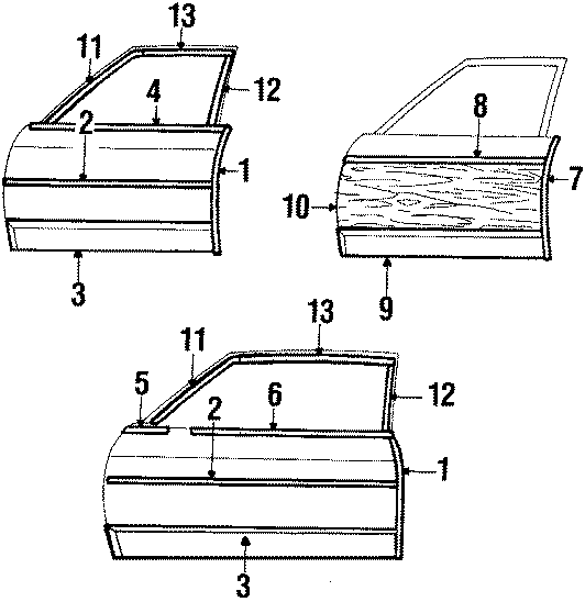 11FRONT DOOR. EXTERIOR TRIM.https://images.simplepart.com/images/parts/motor/fullsize/CA0170.png