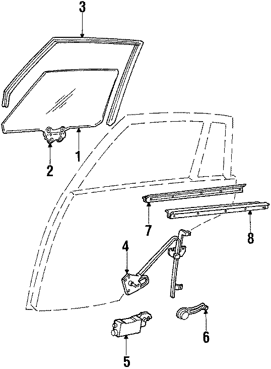 Diagram REAR DOOR. GLASS & HARDWARE. for your 2018 Chevrolet Spark   