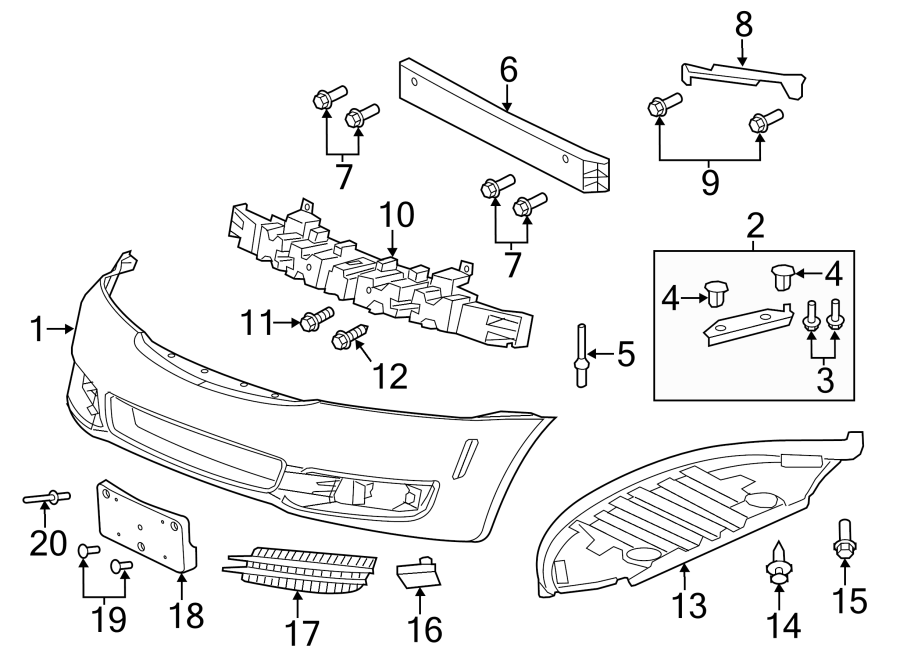 Diagram FRONT BUMPER. BUMPER & COMPONENTS. for your 2019 Chevrolet Spark   