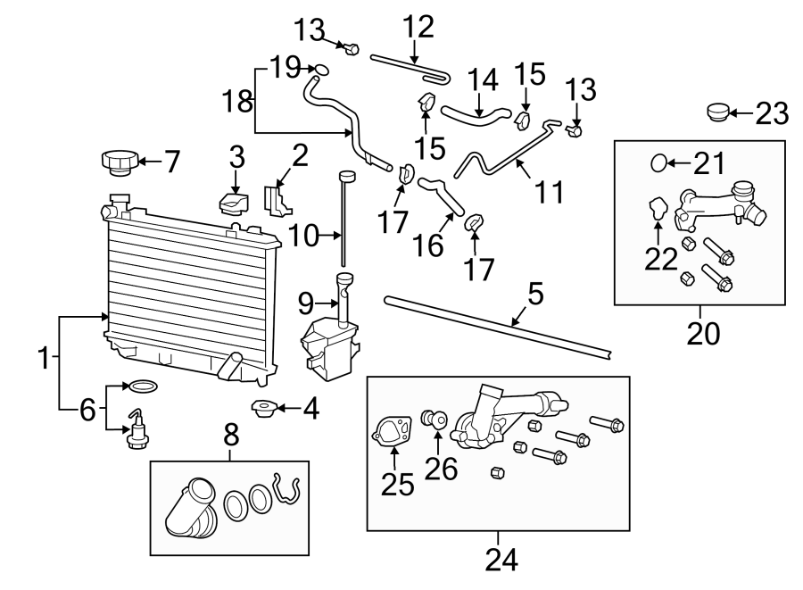 Diagram RADIATOR & COMPONENTS. for your 2011 Chevrolet Suburban 2500   