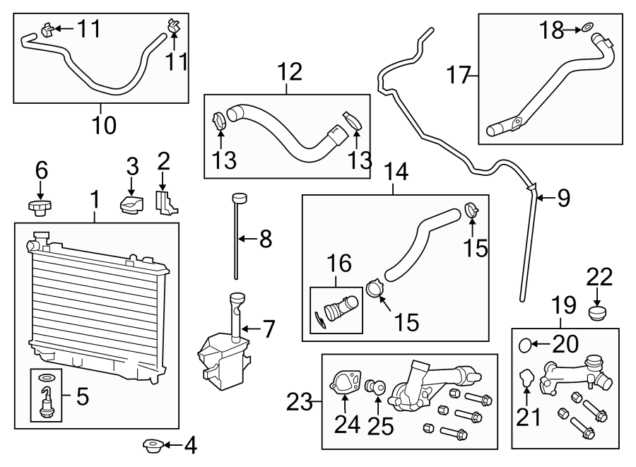 Diagram RADIATOR & COMPONENTS. for your 2004 Chevrolet Tahoe    