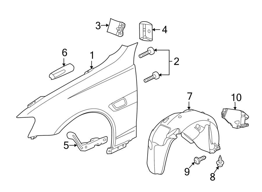 Diagram FENDER & COMPONENTS. for your 2010 Chevrolet Camaro   