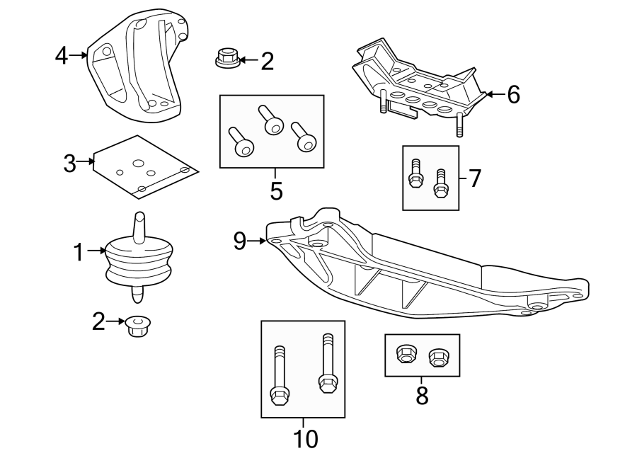 Diagram ENGINE & TRANS MOUNTING. for your 2024 Chevrolet Suburban  Commercial Sport Utility 5.3L EcoTec3 V8 A/T 4WD 