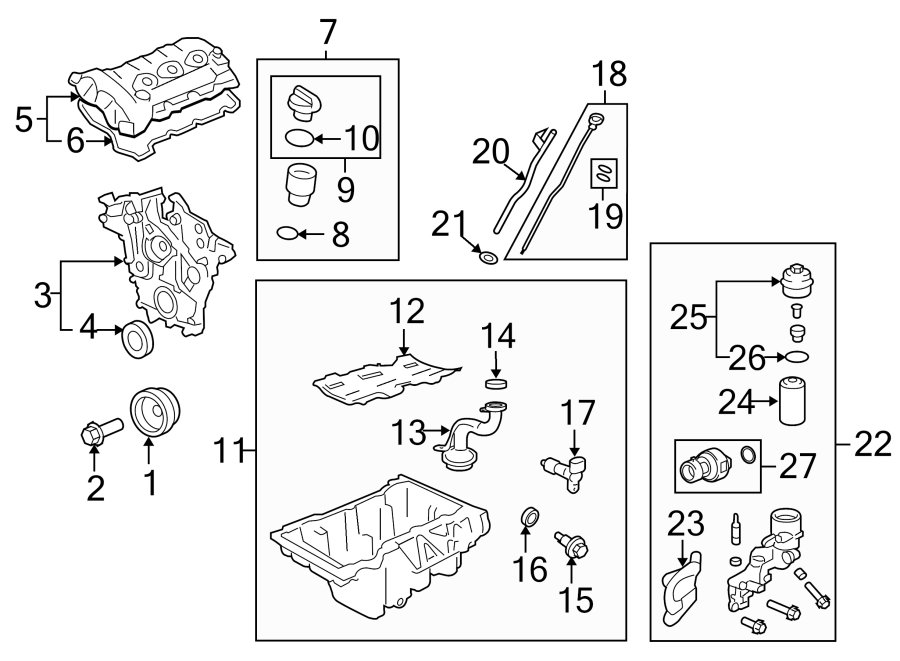 Diagram Engine parts. for your Cadillac