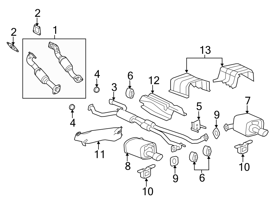 Diagram EXHAUST SYSTEM. EXHAUST COMPONENTS. for your 2018 Chevrolet Equinox 2.0L Ecotec A/T FWD LT Sport Utility 