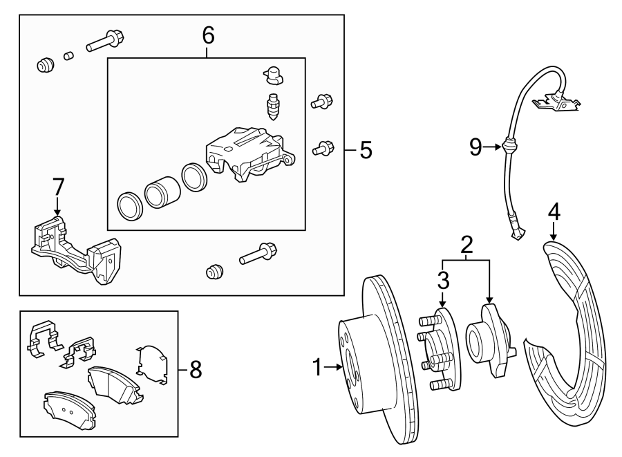 Diagram FRONT SUSPENSION. BRAKE COMPONENTS. for your Chevrolet Caprice  