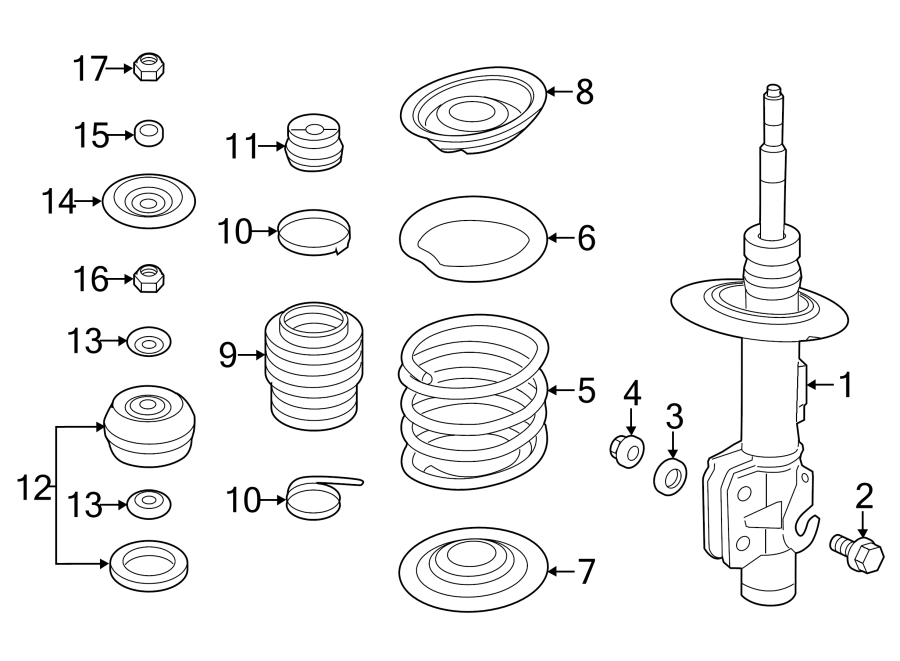 Diagram Front suspension. Struts & components. for your 2024 Chevrolet Equinox  Premier Sport Utility 