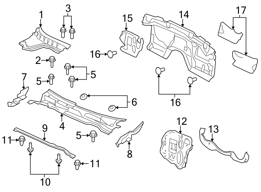 Diagram COWL. for your 2010 Chevrolet Camaro   