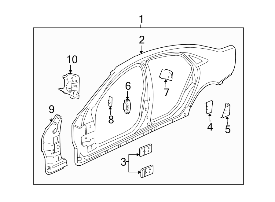 Diagram PILLARS. ROCKER & FLOOR. UNISIDE. for your 2011 Buick Lucerne   