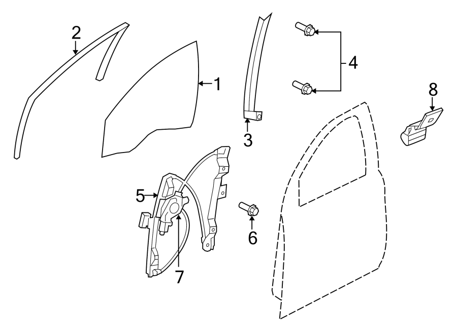 Diagram FRONT DOOR. GLASS & HARDWARE. for your 2022 Chevrolet Spark   