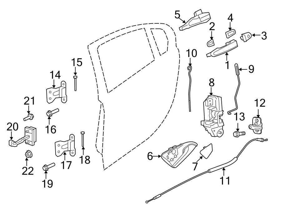 Diagram REAR DOOR. LOCK & HARDWARE. for your Buick Enclave   