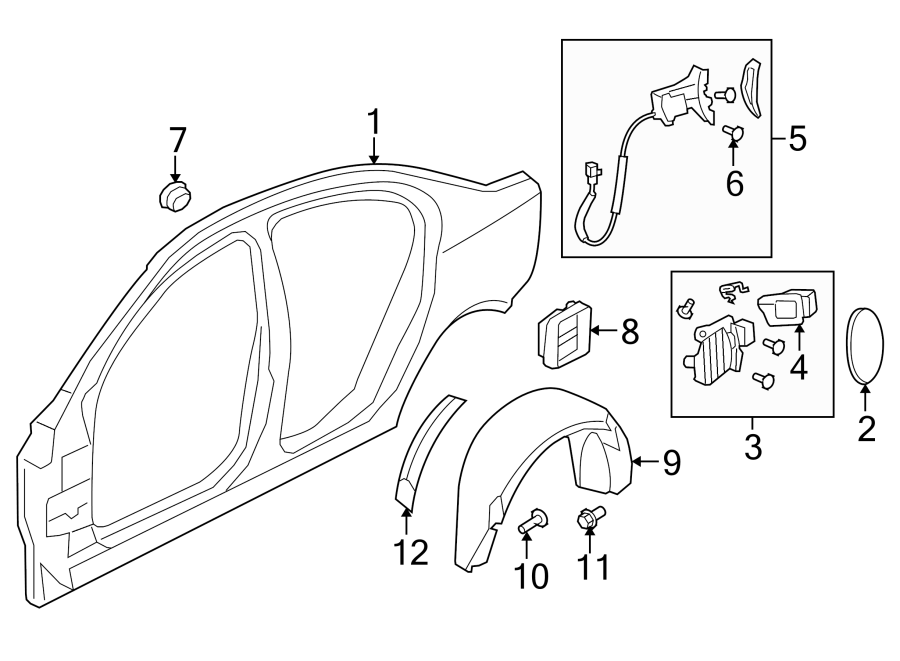 Diagram QUARTER PANEL & COMPONENTS. for your 2005 Chevrolet Avalanche 1500   