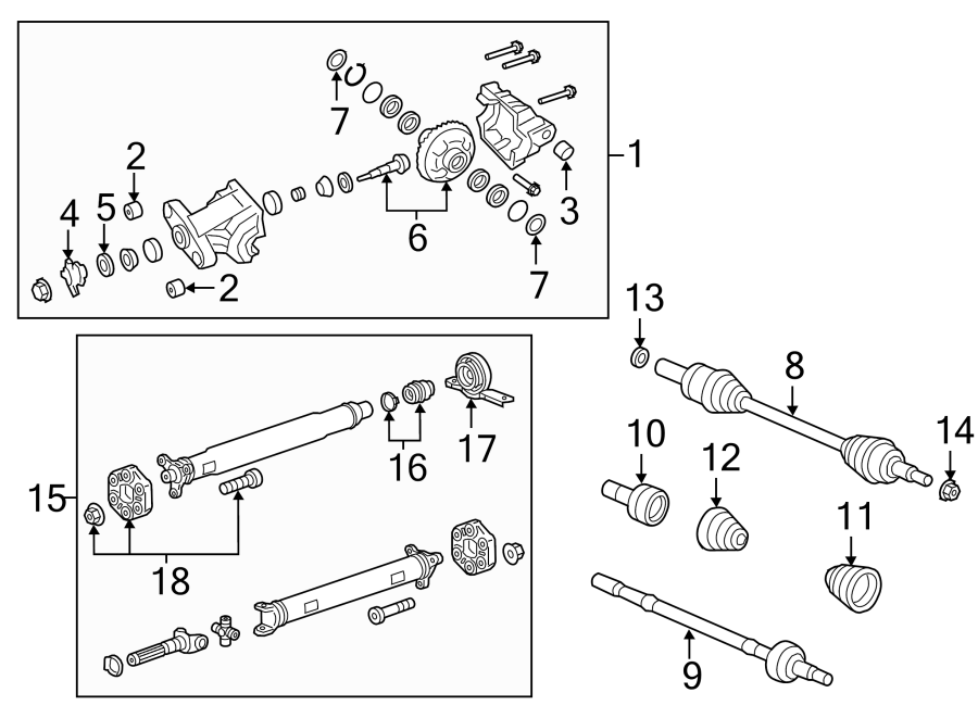 Diagram REAR SUSPENSION. AXLE & DIFFERENTIAL. for your 2012 GMC Sierra 2500 HD 6.6L Duramax V8 DIESEL A/T 4WD SLT Crew Cab Pickup Fleetside 