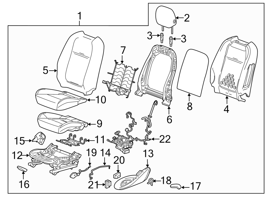 Diagram SEATS & TRACKS. FRONT SEAT COMPONENTS. for your 2018 Cadillac ATS Base Coupe 2.0L Ecotec M/T RWD 