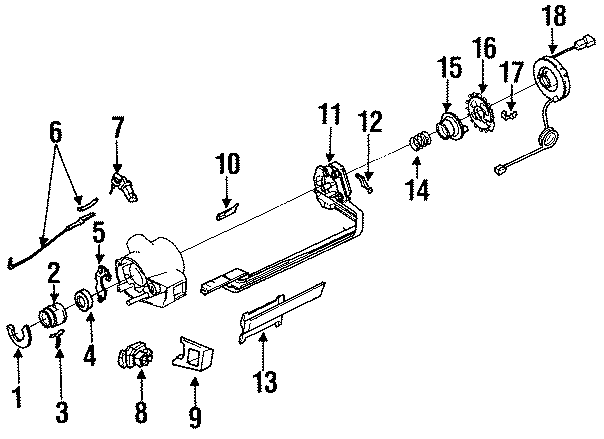 Diagram STEERING COLUMN. UPPER COMPONENTS. for your 1992 Chevrolet K3500  Scottsdale Cab & Chassis Fleetside 6.2L V8 DIESEL A/T 