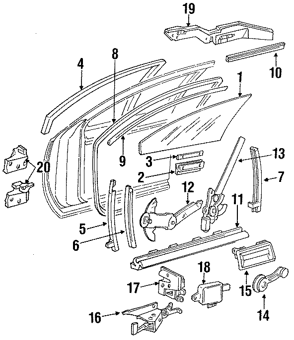 13FRONT DOOR. GLASS & HARDWARE. LOCK & HARDWARE.https://images.simplepart.com/images/parts/motor/fullsize/CA91260.png