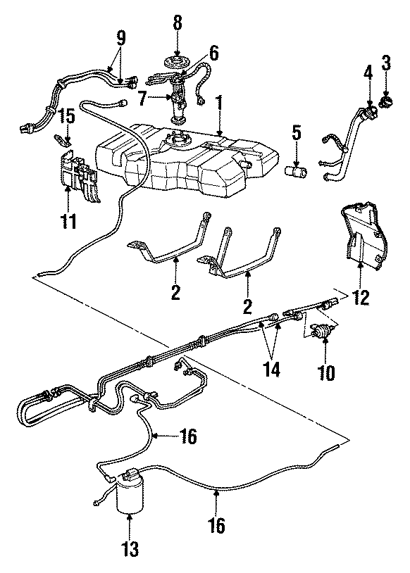 Diagram FUEL SYSTEM COMPONENTS. for your 2023 Cadillac XT5 Livery Hearse  