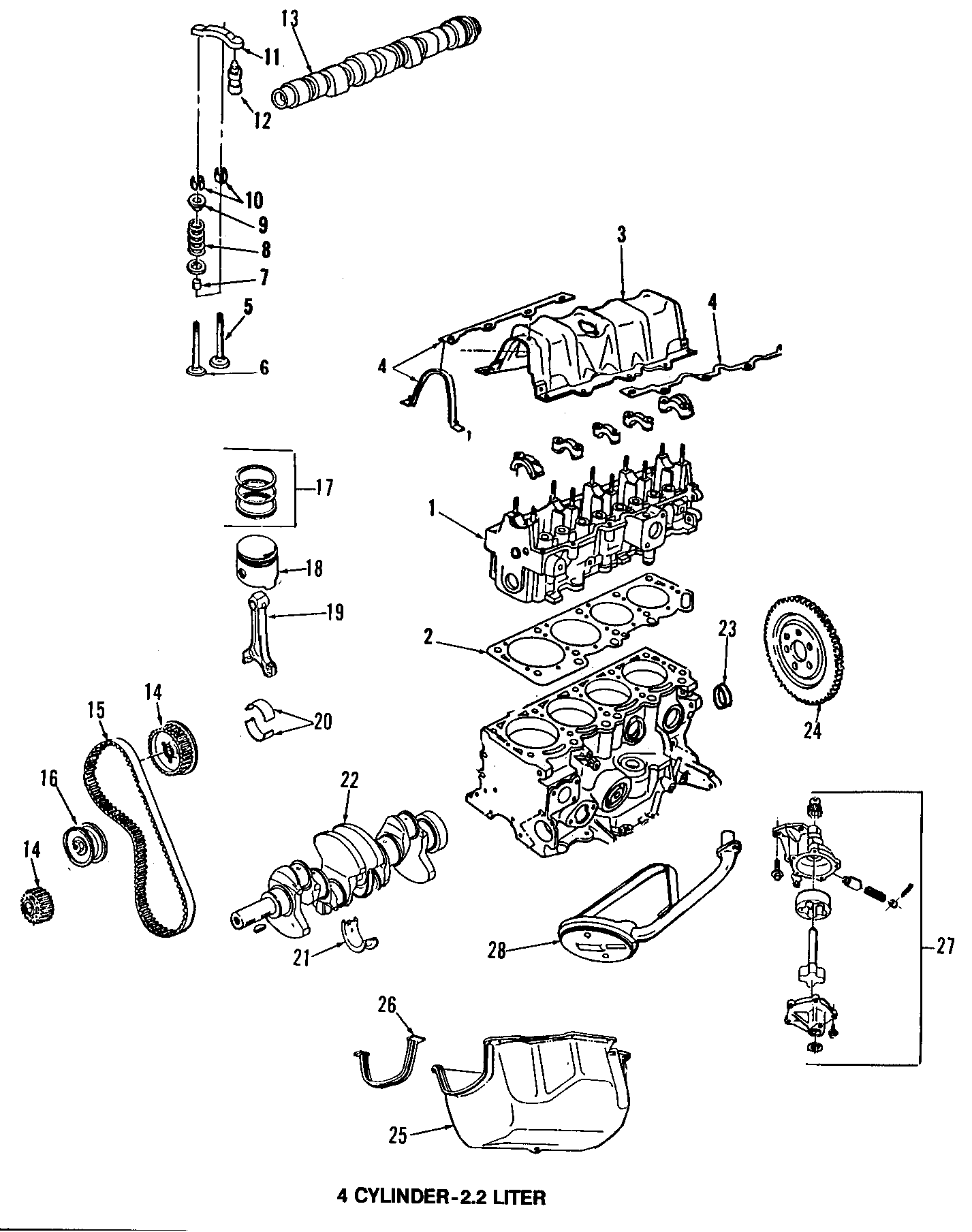 Diagram CAMSHAFT & TIMING. CRANKSHAFT & BEARINGS. CYLINDER HEAD & VALVES. ENGINE SERVICE. LUBRICATION. MOUNTS. PISTONS. RINGS & BEARINGS. for your 1984 Dodge Mini Ram   