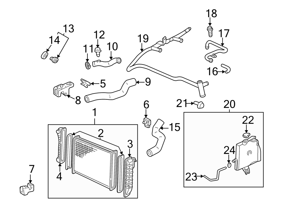 Diagram RADIATOR & COMPONENTS. for your 2013 Chevrolet Equinox LTZ Sport Utility  