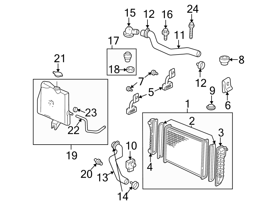 Diagram RADIATOR & COMPONENTS. for your 2021 Cadillac XT4   