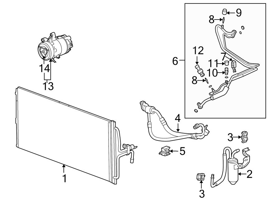 14AIR CONDITIONER & HEATER. COMPRESSOR & LINES. CONDENSER.https://images.simplepart.com/images/parts/motor/fullsize/CB00087.png