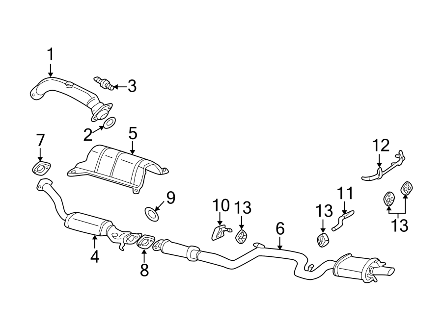 Diagram EXHAUST SYSTEM. EXHAUST COMPONENTS. for your 1992 Chevrolet K3500  Scottsdale Extended Cab Pickup Fleetside 6.5L V8 DIESEL A/T 