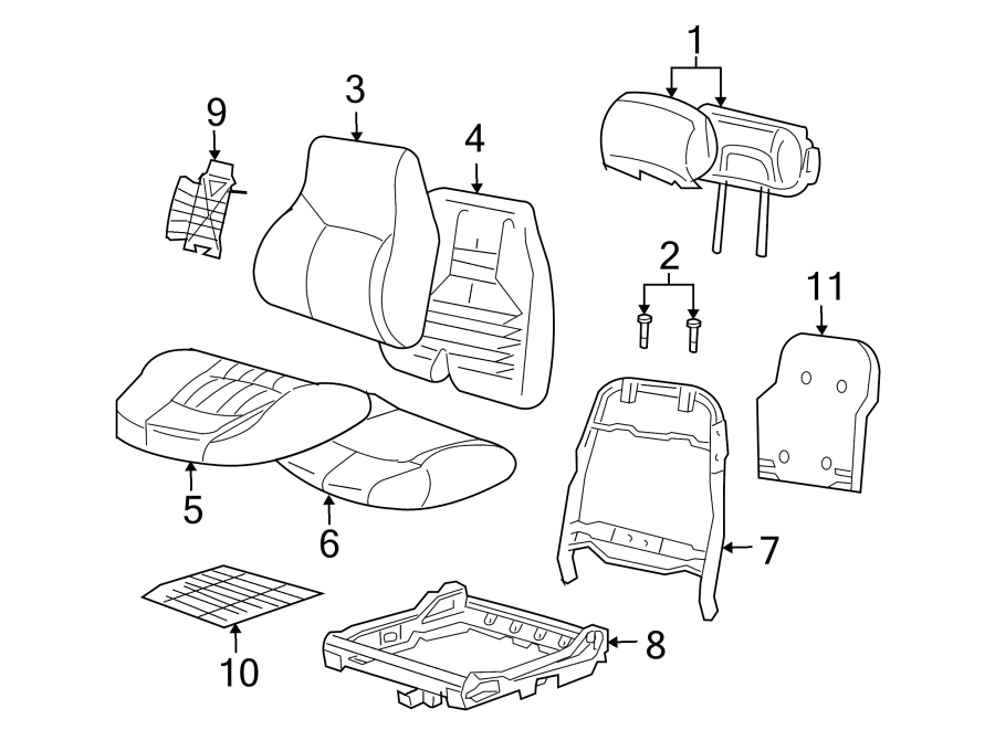 Diagram SEATS & TRACKS. FRONT SEAT COMPONENTS. for your 2005 Chevrolet Express 2500   