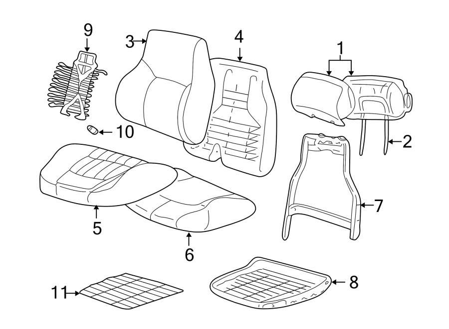 Diagram SEATS & TRACKS. FRONT SEAT COMPONENTS. for your 2005 Chevrolet SSR    