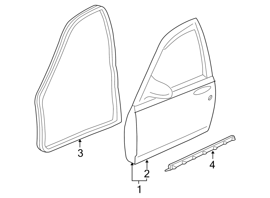 Diagram FRONT DOOR. DOOR & COMPONENTS. for your 2008 Buick Enclave    