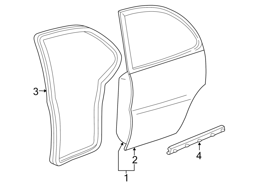 Diagram REAR DOOR. DOOR & COMPONENTS. for your 2021 Chevrolet Spark   