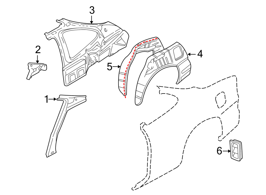 Diagram QUARTER PANEL. INNER STRUCTURE. for your 2005 Chevrolet Trailblazer EXT   