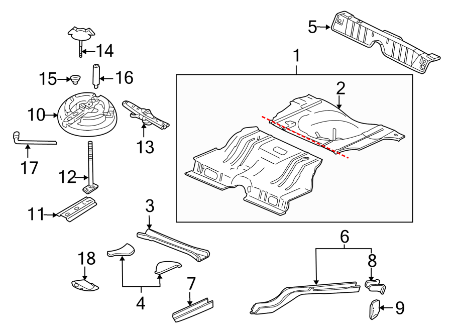 Diagram REAR BODY & FLOOR. FLOOR & RAILS. for your 2015 Chevrolet Suburban    