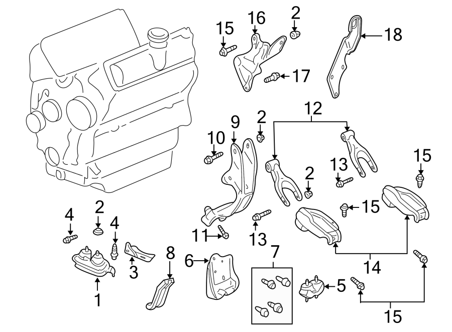 Diagram Engine / transaxle. Rear suspension. Engine & TRANS mounting. for your 2005 Chevrolet Venture    